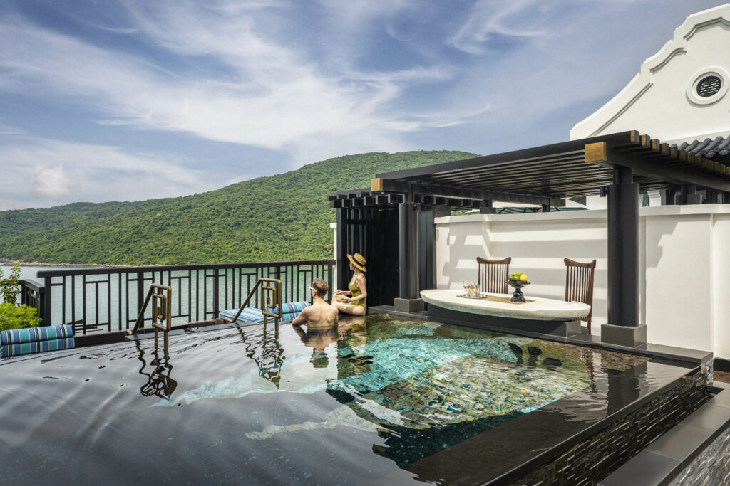 Heavenly Penthouse plunge pool with guests