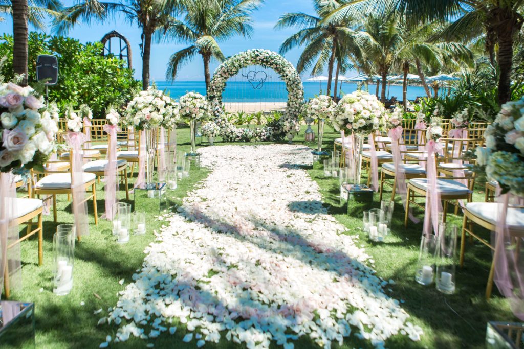 wedding set up in the garden at Sea Level