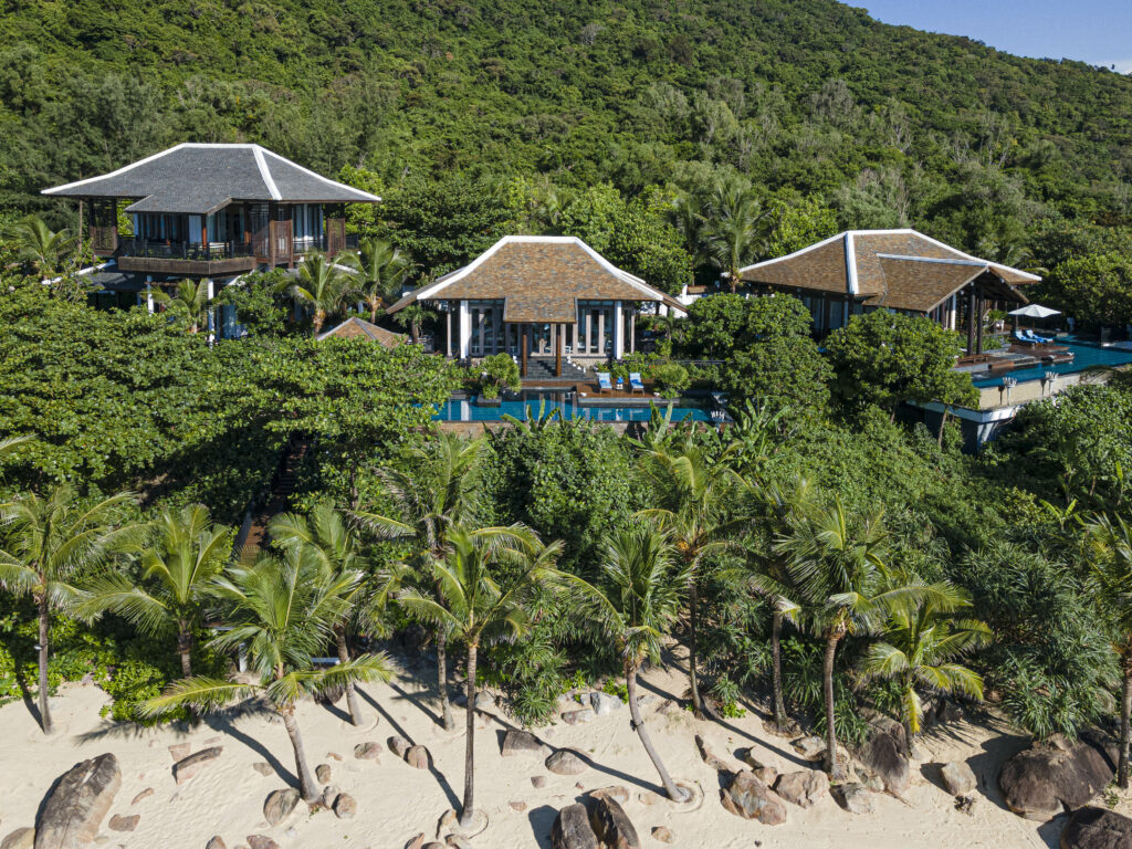 Aerial of 3BR villa and beach